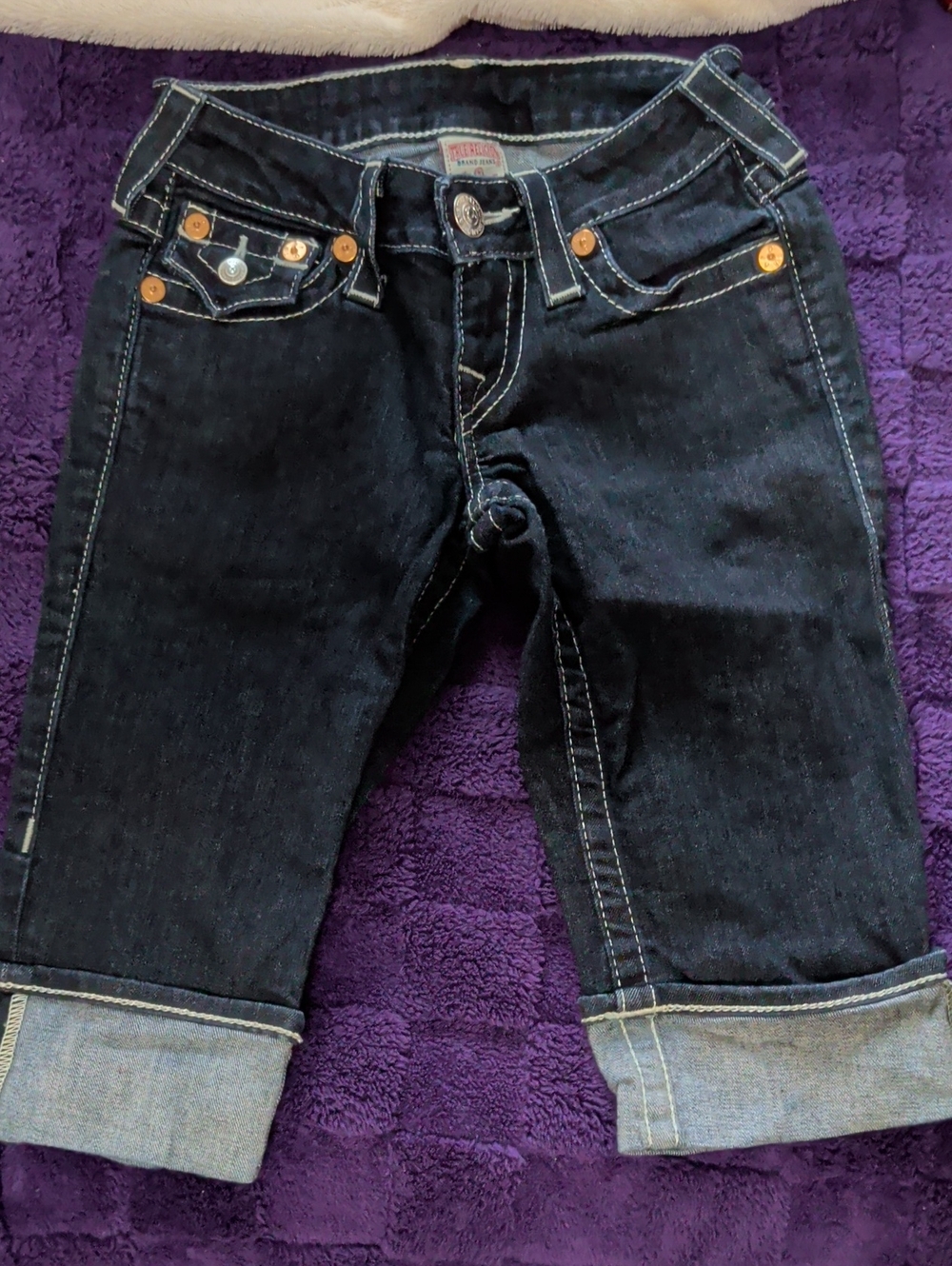 True Religion Dark Indigo Cuffed Knee Length Short